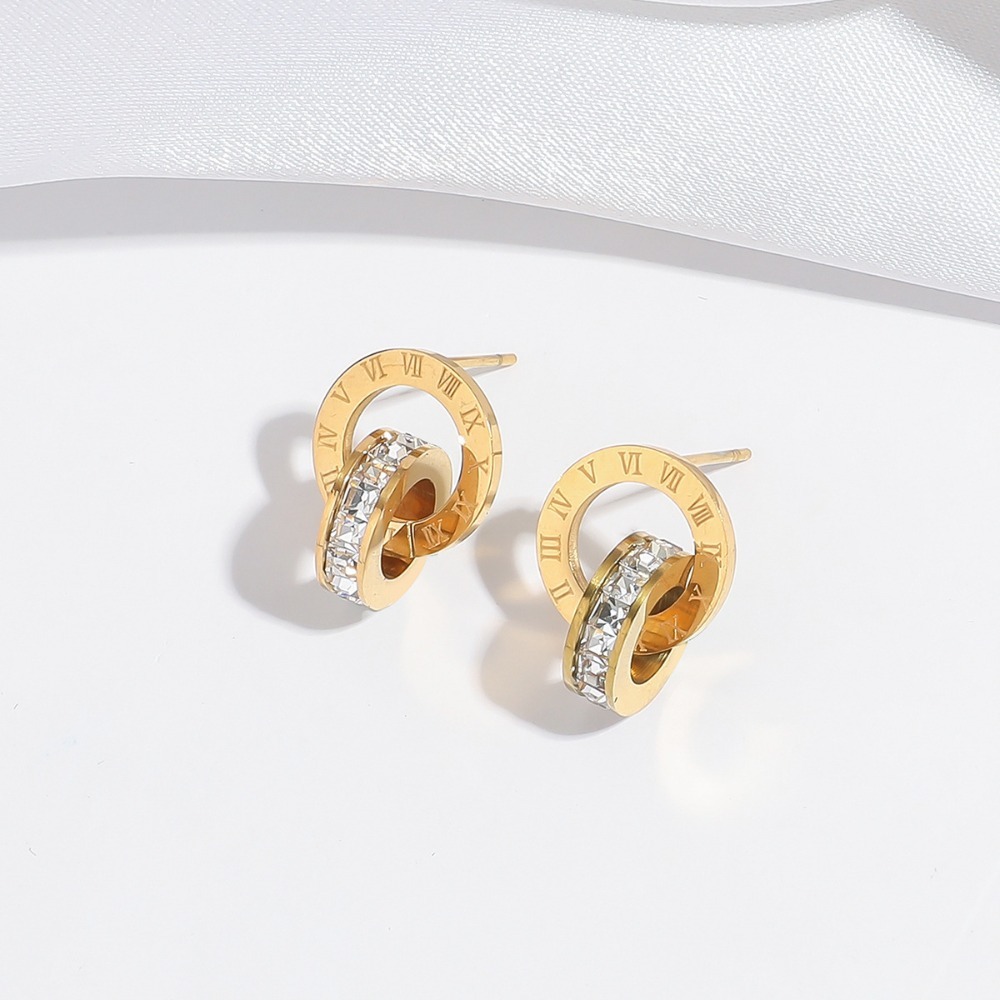 2pcs Retro Roman Numeral Earrings Set, Stylish Gift